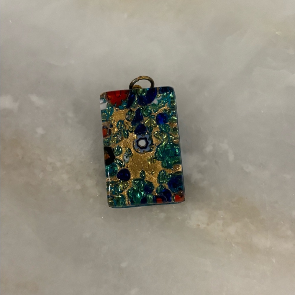 Authentic Murano Millefiori Dichroic Glass Pendant – Gold Foil, Made in Italy